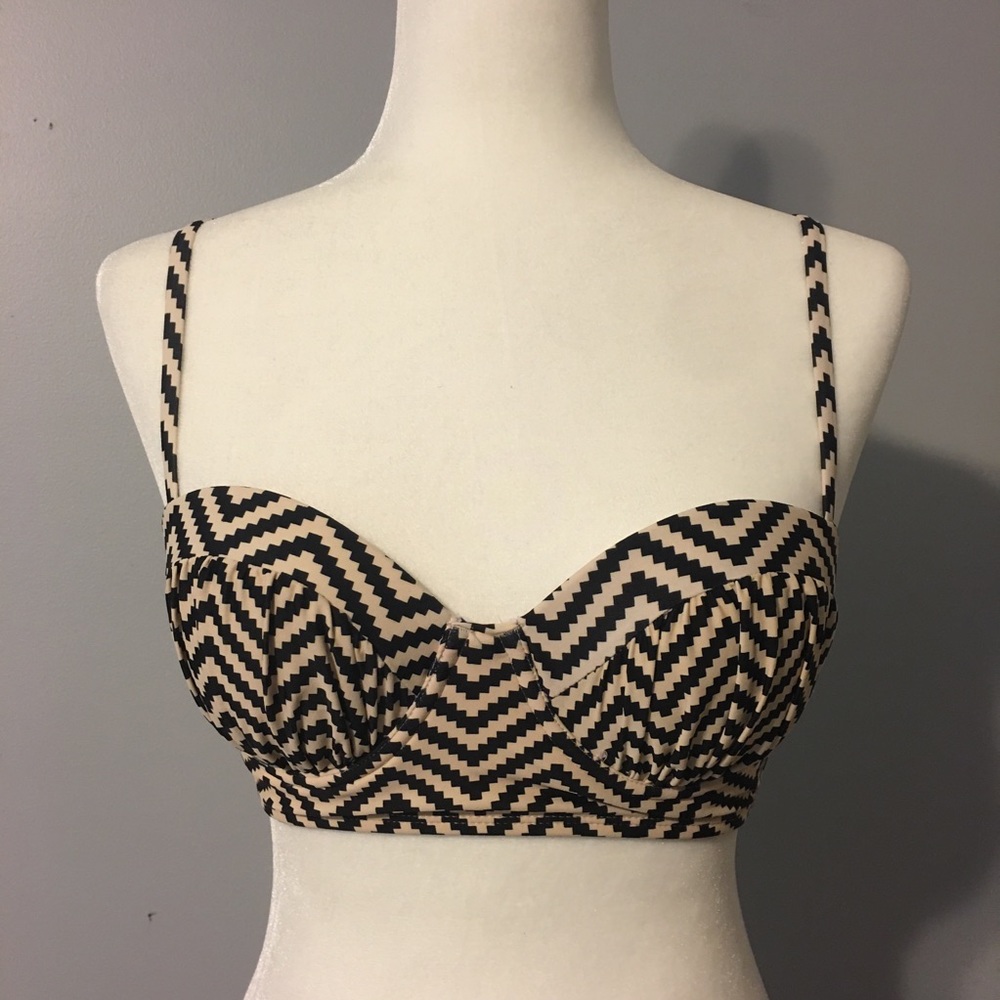 XHILARATION Bikini Swim Top Pink & Black Small